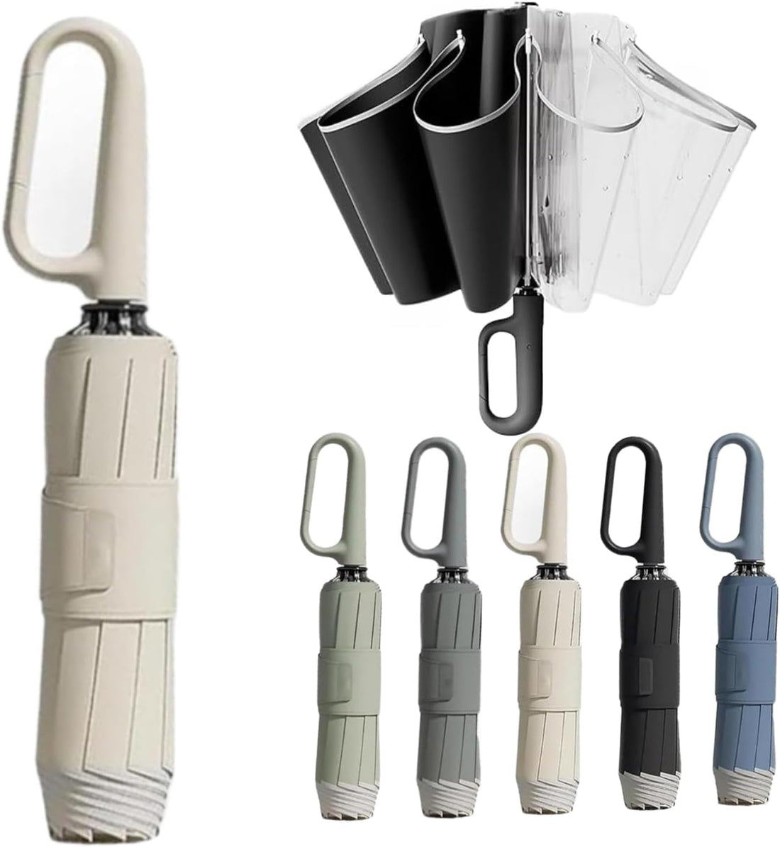 Ring Buckle Umbrella, Reflective Safety Strip, Sturdy Windproof, Travel Portable, Portable Folding Umbrella